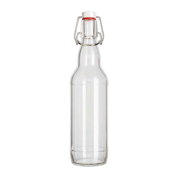 Бутылка бугельная с пробкой, бесцветное стекло 1 л