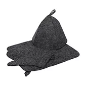Набор из трех предметов (Шапка, коврик, рукавица) серый "Hot Pot"
